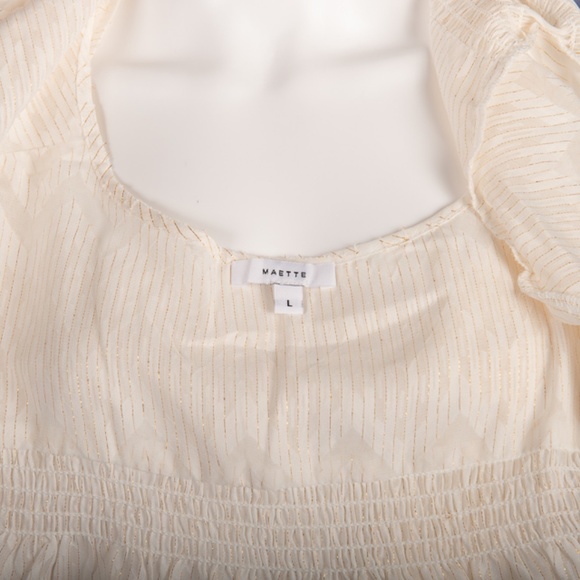 Maette Stella & Dot White Gold Boho Peasant Top - Picture 3 of 4